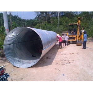 Pipa Gorong Gorong/Corrugated Steel Pipe/Pipa Baja Bergelombang/Armco/Gorong Gorong Baja Galvanis Tipe Nestable Flange E100 Dia 45cm - 200cm
