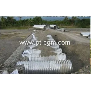 Pipa Baja Bergelombang/Pipa Gorong Gorong Baja Galvanis/Armco type Multi Plate Pipe diameter 2 meter hingga 8 meter 
