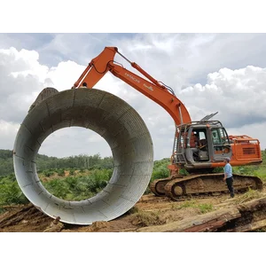 Pipa Baja Bergelombang/Pipa Gorong Gorong Baja Galvanis/Armco type Multi Plate Pipe diameter 2 meter hingga 8 meter 