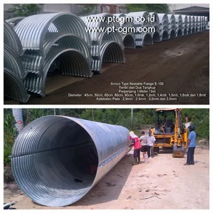 Pipa Gorong Gorong Baja Armco Galvanis Type Nestable Flange E100 Diameter 450mm hingga 2000mm