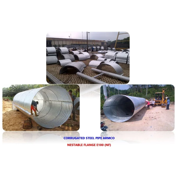 Pipa Gorong Gorong Baja Armco Galvanis Type Nestable Flange E100 Diameter 450mm hingga 2000mm