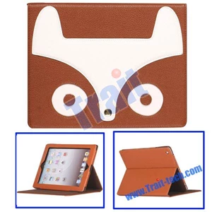 Cute Fox Pattern Smart Leather Case Cover For Ipad Brown ( Aksesoris Handphone )