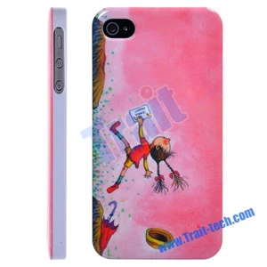 Cartoon Happy Girl Hard Case For Iphone 4 Iphone 4S Wholesale (Mobile Gear)