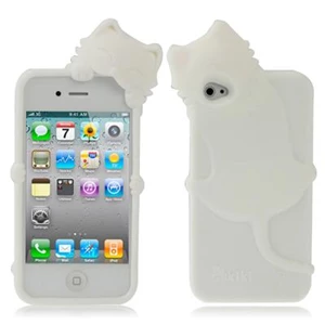 Cute Cat Kiki Silicone Case Cover For Iphone 4 4 S White (Mobile Gear)