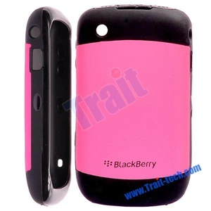 Plastic Hybrid Black Tpu Hard Case Cover For Bb Curve 8520-Pink ( Aksesoris Handphone )