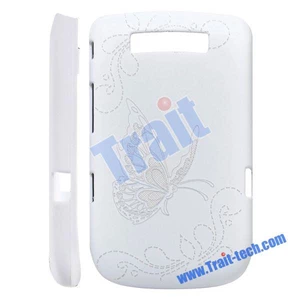 Frosted 3D Carving Butterfly Hard Case Cover For Bb Torch 9800-White (Mobile Gear)