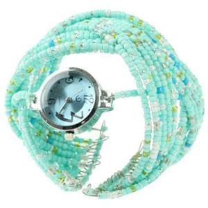 Turquoise - Fashion Bangle Bracelet Beaded Quartz Wrist Watch ( Jam Tangan )