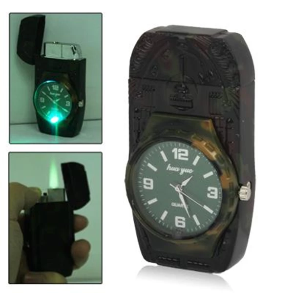 Unique Watch Design Butane Jet Flame Lighter With Clock Function For Cigar Cigarette Tobacco ( Aksesoris Perabot )
