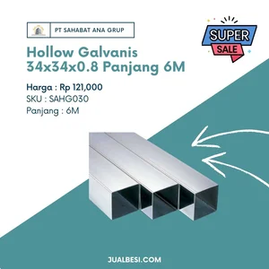 Besi Hollow Galvanis 34X34X0.8 Panjang 6M