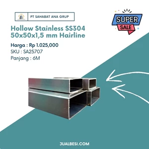 Besi Hollow Stainless Hairline SS304 50x50x1.5 mm