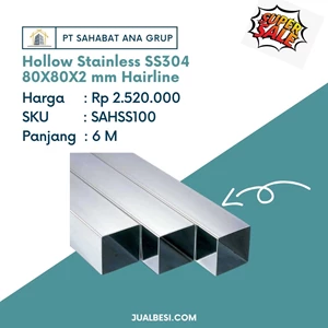 Besi Hollow Hairline Stainless Steel SS304 80X80X2 mm