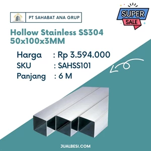 Hollow Stainless Steel SS304 50x100x3 MM