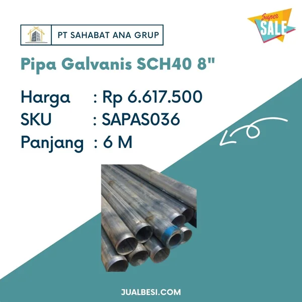 Pipa Galvanis SCH 40 8"