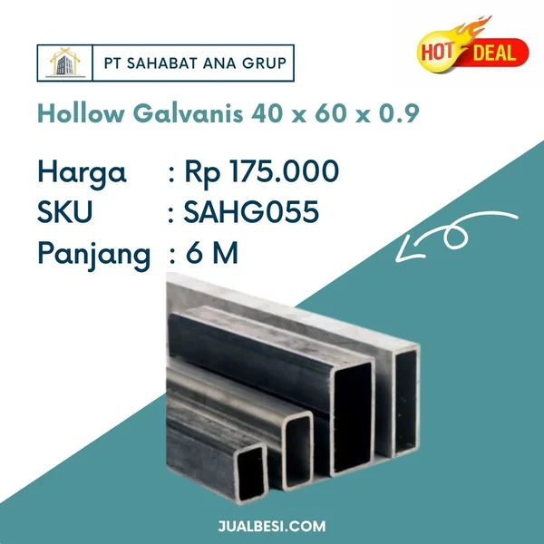Besi Hollow Galvanis 40 x 60 x 0.9