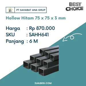  Besi Hollow Hitam 75 x 75 x 3 mm