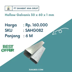 Besi Hollow Galvanis 30 x 60 x 1 mm