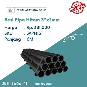 Besi Pipa Hitam 3" x 2mm