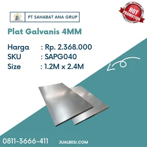 Plat Galvanis 4MM x 4' x 8'