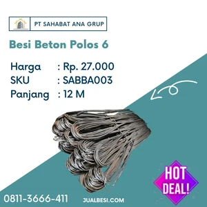 Besi Beton Polos 6 mm 12 Meter