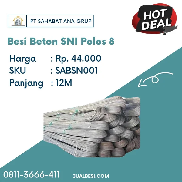 Besi Beton Polos SNI 8 Panjang 12 M
