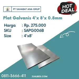 Plat Galvanis 4'x 8'x 0.8mm