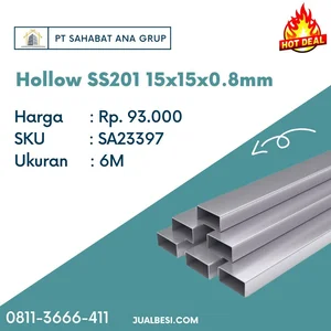 Hollow Bahan Stainless SS201 15x15x 0.8mm