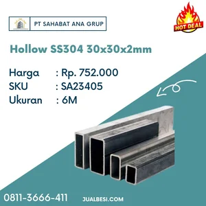 Hollow Bahan Stainless SS304 30x30x2mm