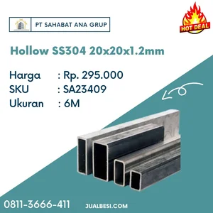 Hollow Bahan Stainless SS304 20x20x1.2mm
