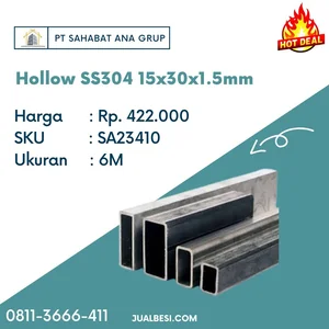 Hollow Bahan Stainless SS304 15x30x1.5mm