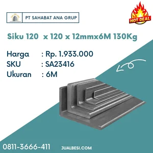 Besi Siku 120  x 120 x 12mmx6M 130Kg