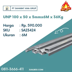 Besi Kanal UNP 100 x 50 x 5mmx6M x 36Kg