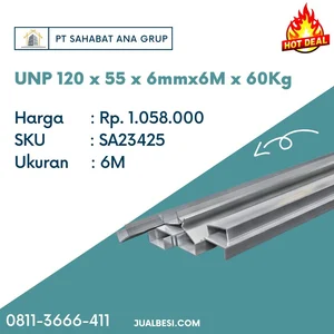 Besi Kanal UNP 120 x 55 x 6mmx6M x 60Kg