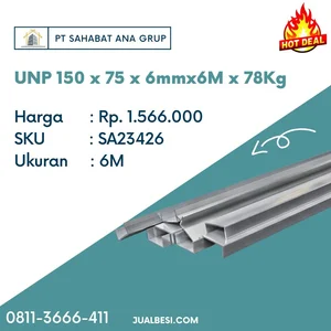 Besi Kanal UNP 150 x 75 x 6mmx6M x 78Kg