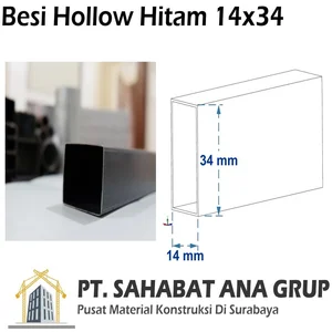 Besi hollow hitam 15x35x0.7 mm