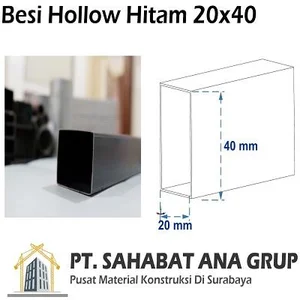 Besi Hollow Hitam 20x40x1.2