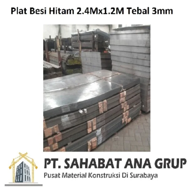 Plat Besi Hitam 2.4Mx1.2M Tebal 3mm