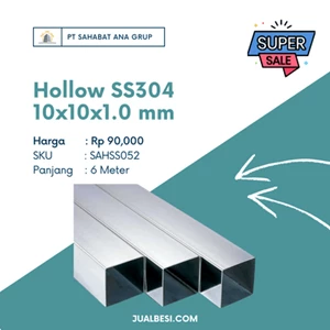 Hollow SS304 10x10x1.0 mm panjang 6 meter