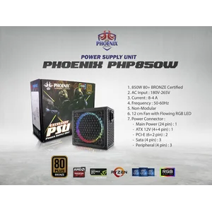 Power Supply / Psu Komputer Gaming 850W 80+ Bronze Phoenix - Untuk Pc Intel & Amd