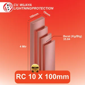 Busbar Tembaga Rail Copper (RC) Ukuran Tebal 10 mm x Lebar 100 mm x Panjang 4 Meter - RC 10 100