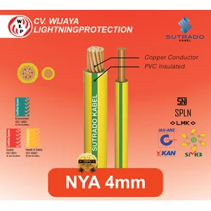 Kabel NYA 4mm Kuning Hijau - Sutrado Kabel Grounding 450/750 V. NYA (Cu/PVC)