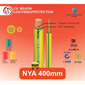 Kabel NYA 400mm Kuning Hijau - Sutrado Kabel Grounding 450/750 V. NYA (Cu/PVC)