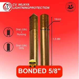 Batang Grounding Bonded 5/8 x 1.5 Meter Copper Bonded Rod batang pembumian berlapis tembaga  grounding rod bonded  rod bonded tembaga  batang grounding bonded