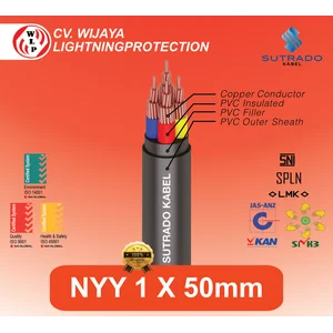 Kabel Power NYY 1 x 50 mm Sutrado Kabel Listrik NYY Tembaga Inti Tunggal Isolasi PVC Kabel Tahan Air kabel Outdoor