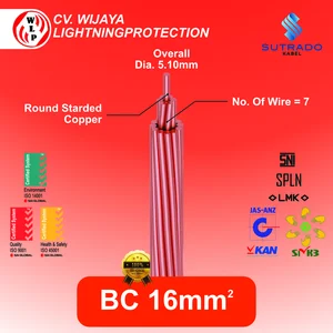 Kabel BC 16mm Full Size Diameter Bare Coppper Kabel Grounding Copper Conductor Solid Copper Wire Kabel non jaket kabel tanpa kulit kabel pembumian Kabel grounding kabel listrik