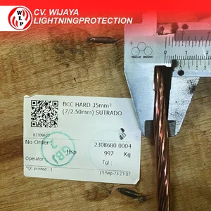 Kabel BC 35mm Full Size Diameter Bare Coppper Kabel Grounding Copper Conductor Solid Copper Wire Kabel non jaket kabel tanpa kulit kabel pembumian Kabel grounding kabel listrik
