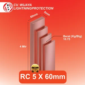 Busbar Tembaga Rail Copper (RC) Ukuran Tebal 5 mm x Lebar 60 mm x Panjang 4 Meter RC 5 60