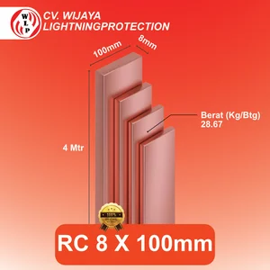 Busbar Tembaga Rail Copper (RC) Ukuran Tebal 8 mm x Lebar 100 mm x Panjang 4 Meter RC 8 100