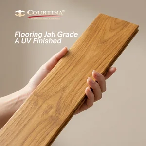 Courtina Lantai Parket Kayu Jati Grade A UV Finished 1 faces clear (15x90x1800mm) FJL