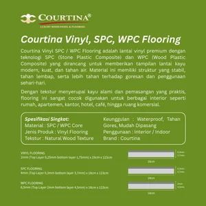 Courtina Lantai PVC Motif Kayu Vinyl Top Layer 0.25mm (180mm x 1230mm x 2mm)