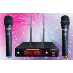 Microphone Wireless Auderpro Ap-926Wm-Hh New (2 Mic Genggam) Jarak Efektif Jangkauan 40 Meter Untuk Karaoke Meeting